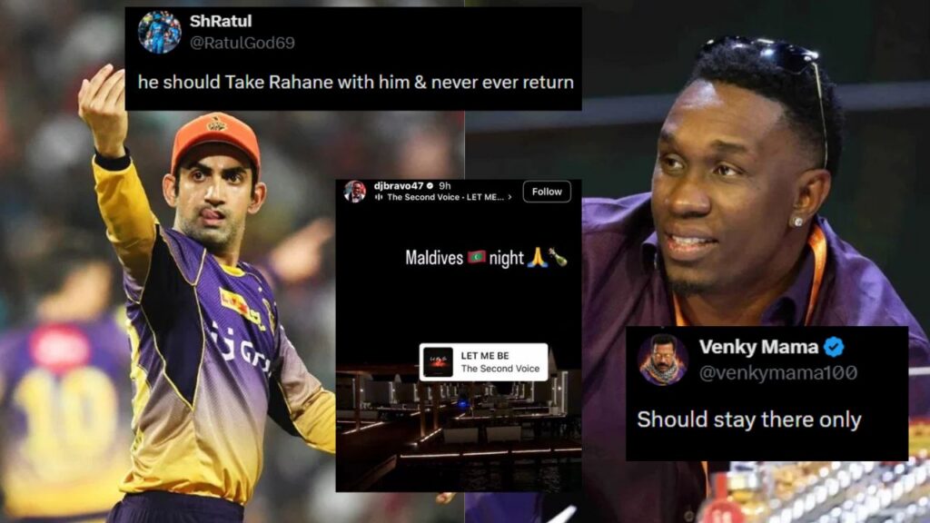 KKR Fans Call for Gautam Gambhir’s Return as Dwayne Bravo’s Maldives Trip Sparks Outrage